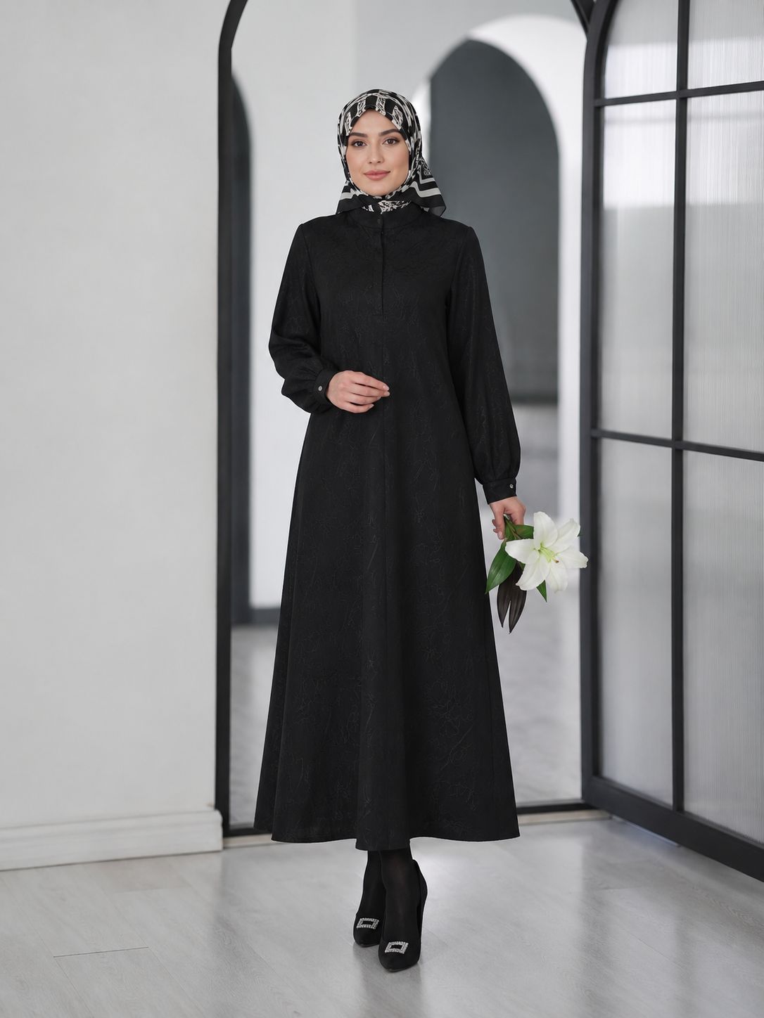 عباي ابريشم ژاكارد طرح گل